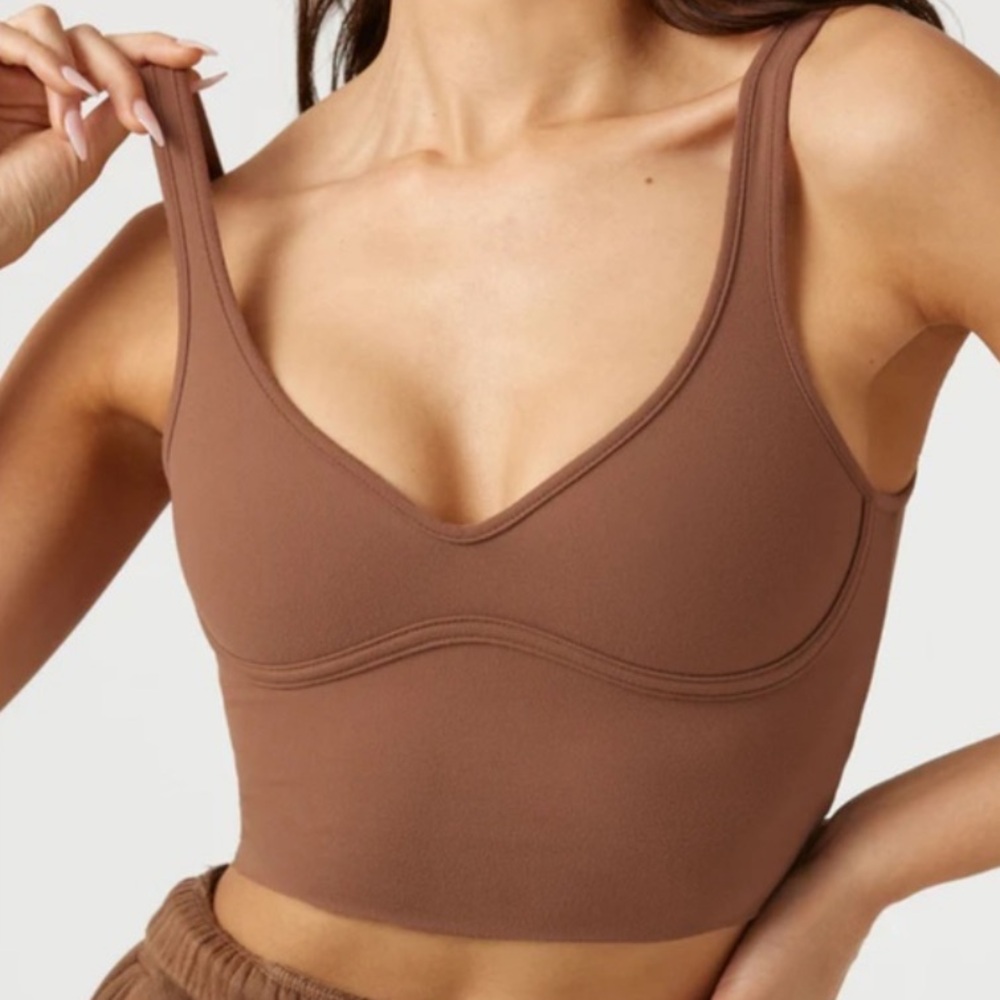 Joah Brown Brown Scoop Neck Crop Tank